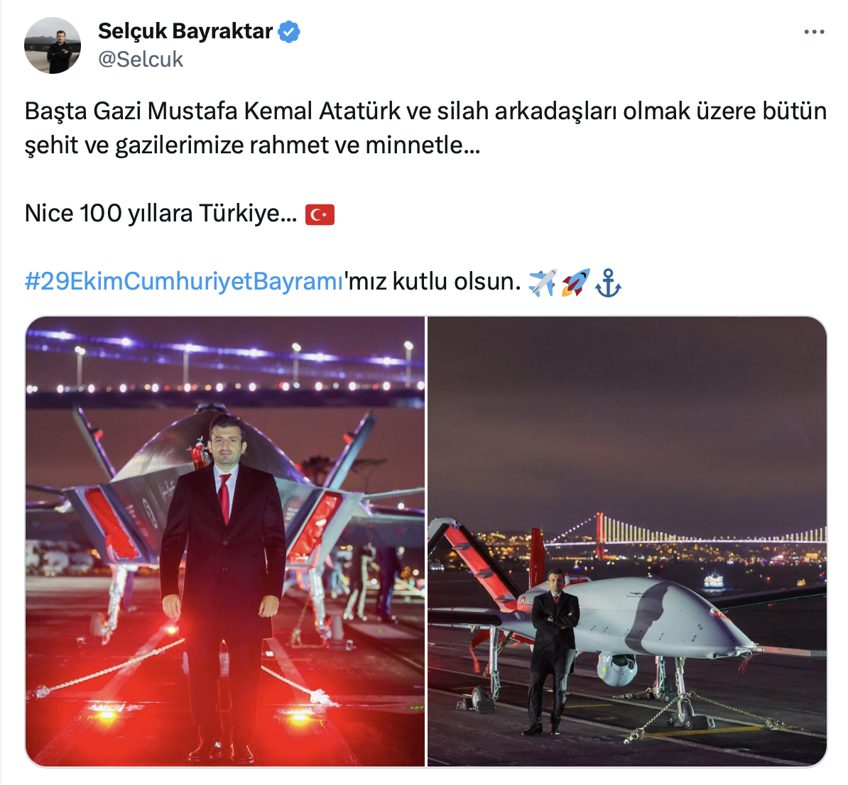 Selçuk Bayraktar dan 100 yıl paylaşımı Patronlar Dünyası